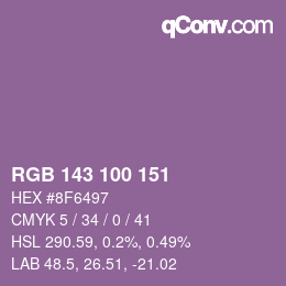 カラーコード: RGB 143 100 151 | qconv.com