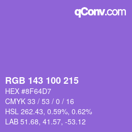 Color code: RGB 143 100 215 | qconv.com