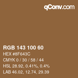 Color code: RGB 143 100 60 | qconv.com