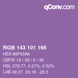 Color code: RGB 143 101 166 | qconv.com