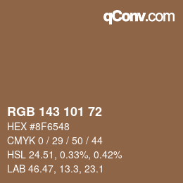 颜色代码: RGB 143 101 72 | qconv.com