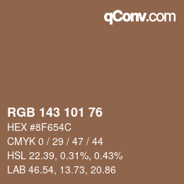 Color code: RGB 143 101 76 | qconv.com