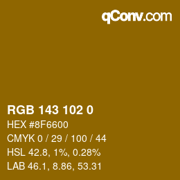 Color code: RGB 143 102 0 | qconv.com