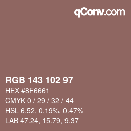 Color code: RGB 143 102 97 | qconv.com