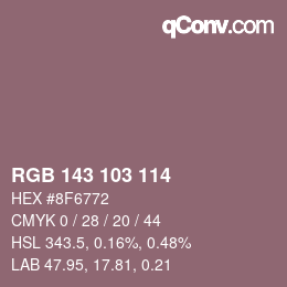 Color code: RGB 143 103 114 | qconv.com