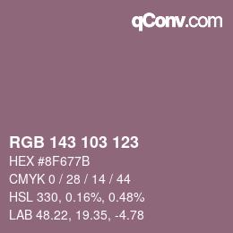 颜色代码: RGB 143 103 123 | qconv.com