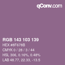 颜色代码: RGB 143 103 139 | qconv.com