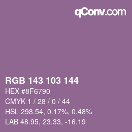 Color code: RGB 143 103 144 | qconv.com