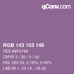 颜色代码: RGB 143 103 148 | qconv.com