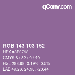 颜色代码: RGB 143 103 152 | qconv.com
