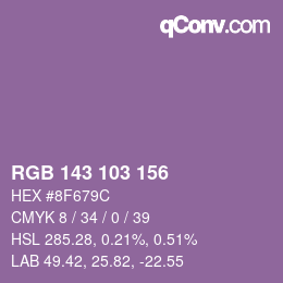 Color code: RGB 143 103 156 | qconv.com