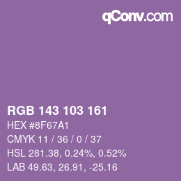 Color code: RGB 143 103 161 | qconv.com