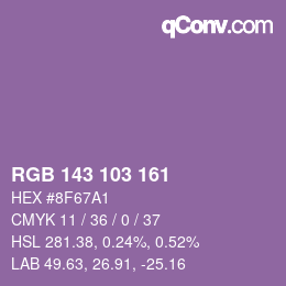カラーコード: RGB 143 103 161 | qconv.com