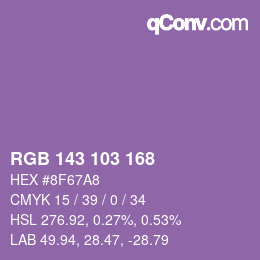 颜色代码: RGB 143 103 168 | qconv.com