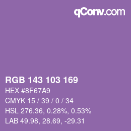 Color code: RGB 143 103 169 | qconv.com