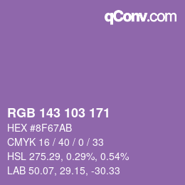 Color code: RGB 143 103 171 | qconv.com