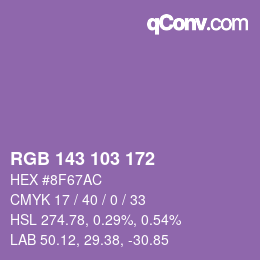 颜色代码: RGB 143 103 172 | qconv.com
