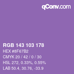 カラーコード: RGB 143 103 178 | qconv.com