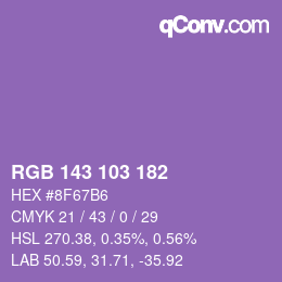 カラーコード: RGB 143 103 182 | qconv.com