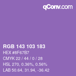 颜色代码: RGB 143 103 183 | qconv.com