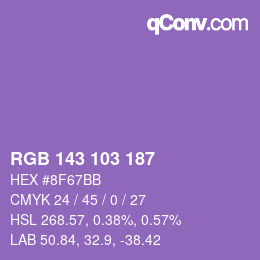 Color code: RGB 143 103 187 | qconv.com