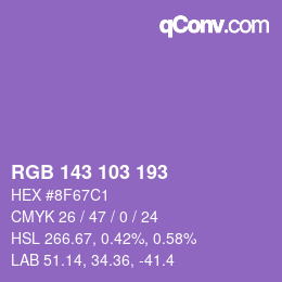 Color code: RGB 143 103 193 | qconv.com