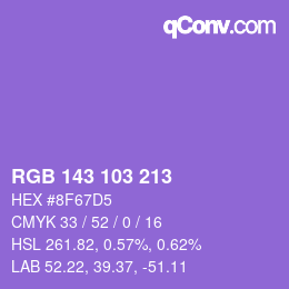 颜色代码: RGB 143 103 213 | qconv.com