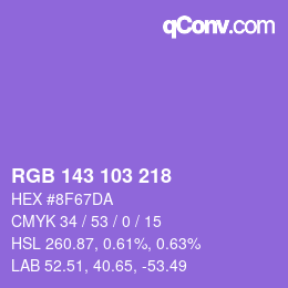 カラーコード: RGB 143 103 218 | qconv.com
