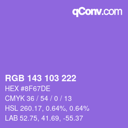 Farbcode: RGB 143 103 222 | qconv.com