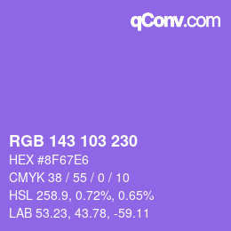 Color code: RGB 143 103 230 | qconv.com