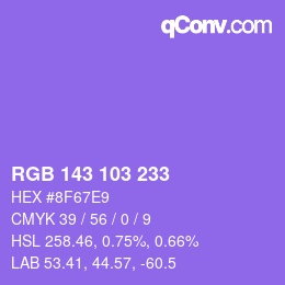 カラーコード: RGB 143 103 233 | qconv.com