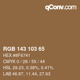 Color code: RGB 143 103 65 | qconv.com