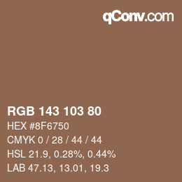 Color code: RGB 143 103 80 | qconv.com