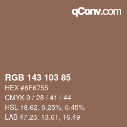 Color code: RGB 143 103 85 | qconv.com