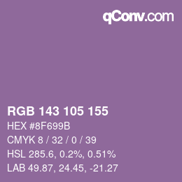 Color code: RGB 143 105 155 | qconv.com