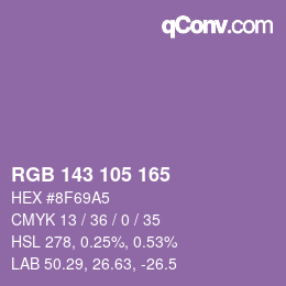 Color code: RGB 143 105 165 | qconv.com