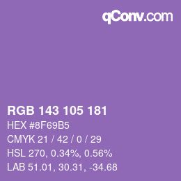 颜色代码: RGB 143 105 181 | qconv.com