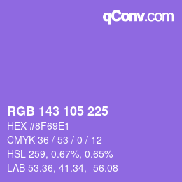 Color code: RGB 143 105 225 | qconv.com