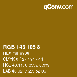 颜色代码: RGB 143 105 8 | qconv.com