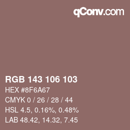 颜色代码: RGB 143 106 103 | qconv.com