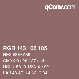 Color code: RGB 143 106 105 | qconv.com