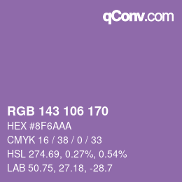 Color code: RGB 143 106 170 | qconv.com