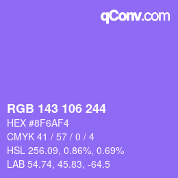 Color code: RGB 143 106 244 | qconv.com