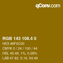 カラーコード: RGB 143 108.4 0 | qconv.com