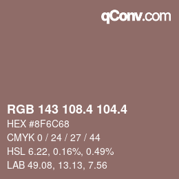 カラーコード: RGB 143 108.4 104.4 | qconv.com