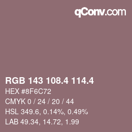 カラーコード: RGB 143 108.4 114.4 | qconv.com
