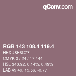 カラーコード: RGB 143 108.4 119.4 | qconv.com