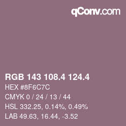 カラーコード: RGB 143 108.4 124.4 | qconv.com