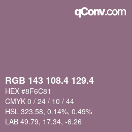 カラーコード: RGB 143 108.4 129.4 | qconv.com