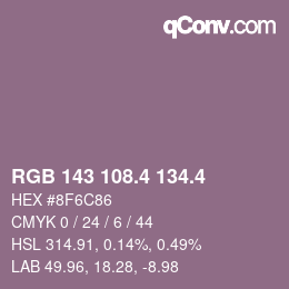 カラーコード: RGB 143 108.4 134.4 | qconv.com